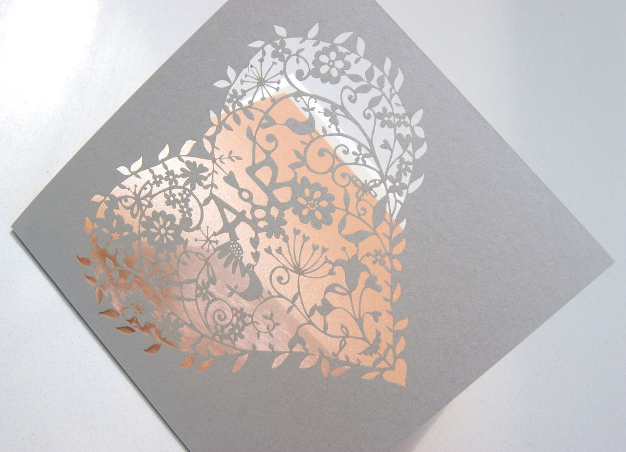 laser cut whimsical heart wedding invitations with initials!