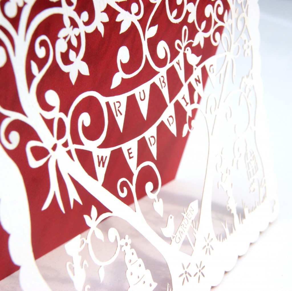 laser cut ruby wedding garden party invitations