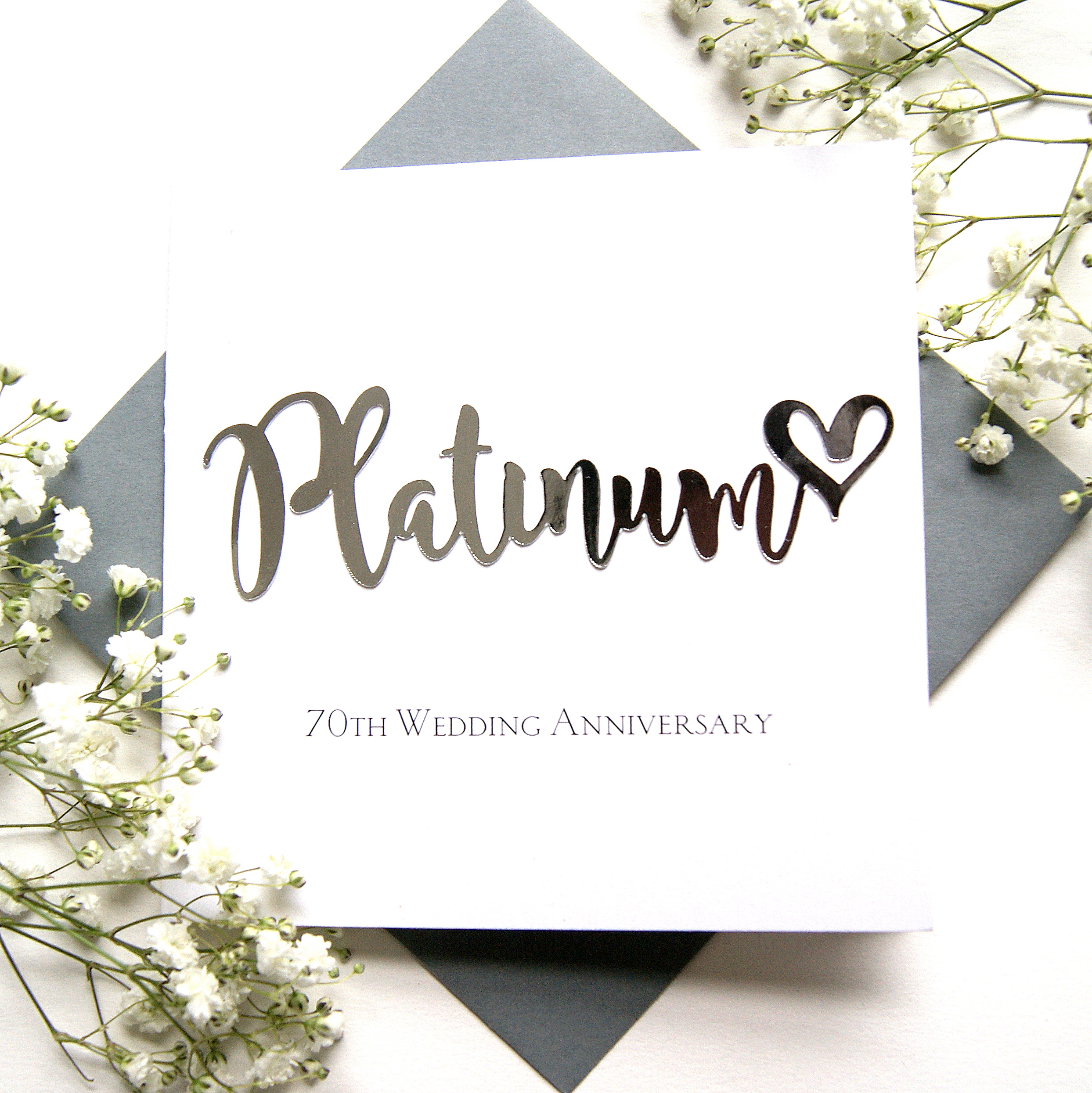 Platinum 70th Wedding Anniversary Card Shop Online Hummingbird Card Company