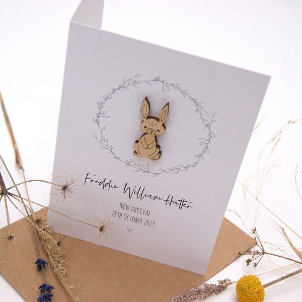 Besty Bunny New Baby Personalised Card