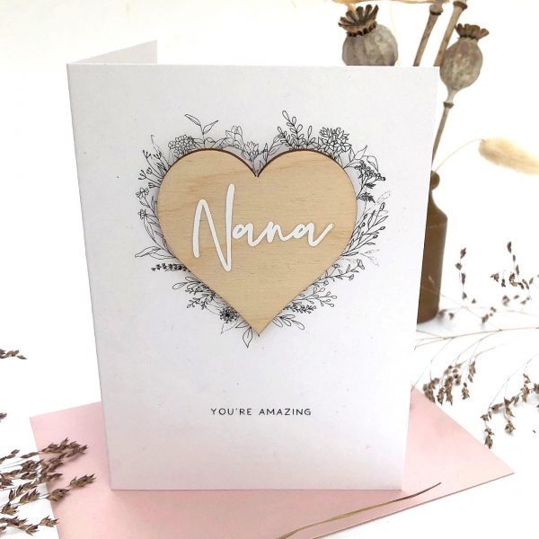 Wooden Heart Mother's Day Card