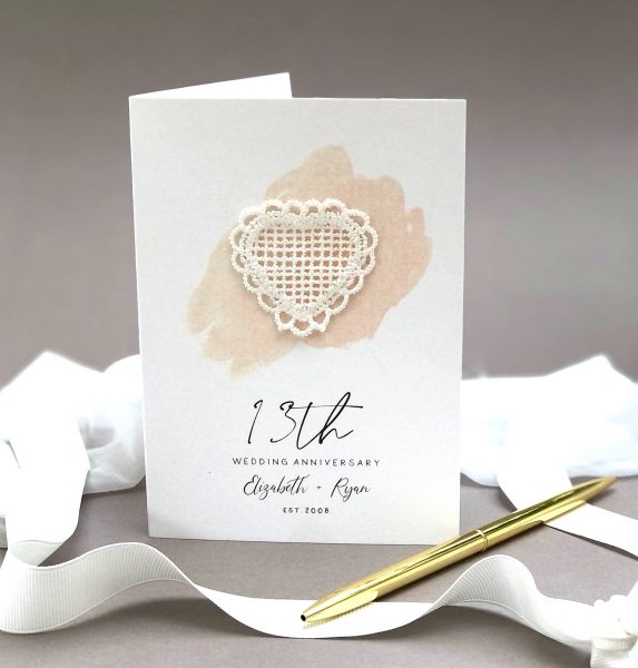 Lace 13th Wedding Anniversary Card