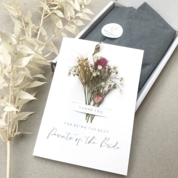 Parents of the Bride and Groom Dried Flower Cards