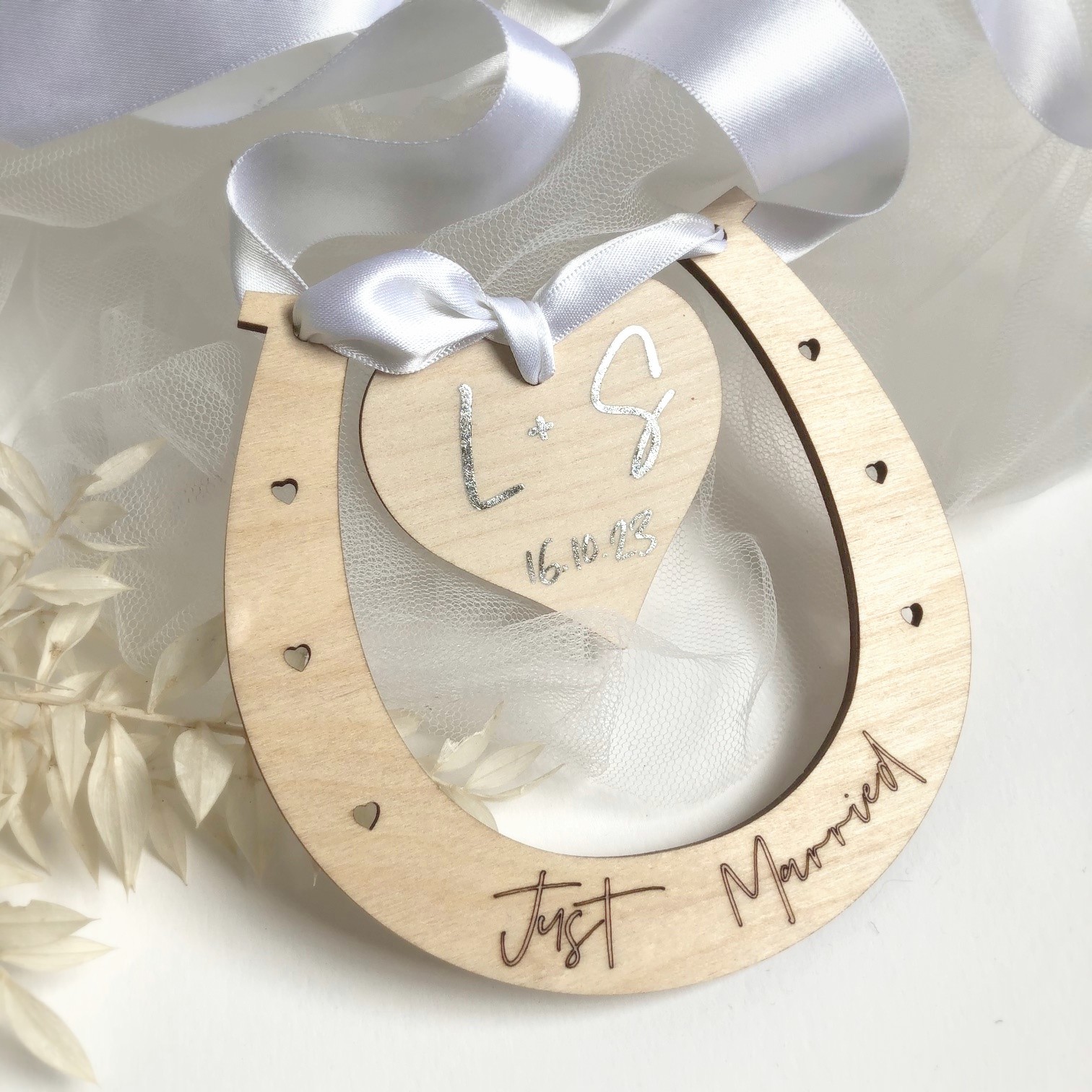 Personalised Satin Ribbon Wedding Horse Shoe | Shop Online