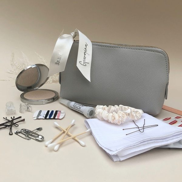 Brides Emergency Kit Bag Personalised Satin Make Up Bag