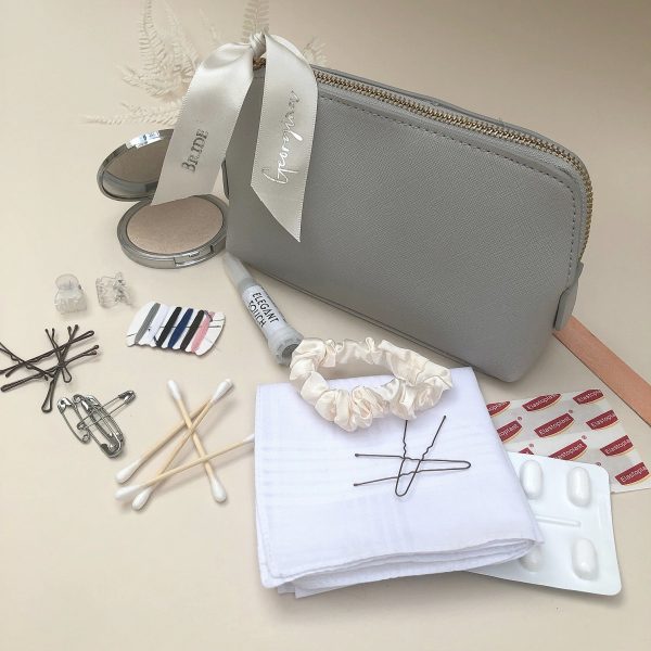 Brides Emergency Kit Bag Personalised Satin Make Up Bag